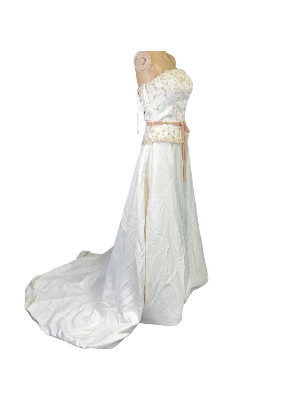 Classics by Eden Womens Wedding Gown Dress Strapless Lace and Jeweled Size 8